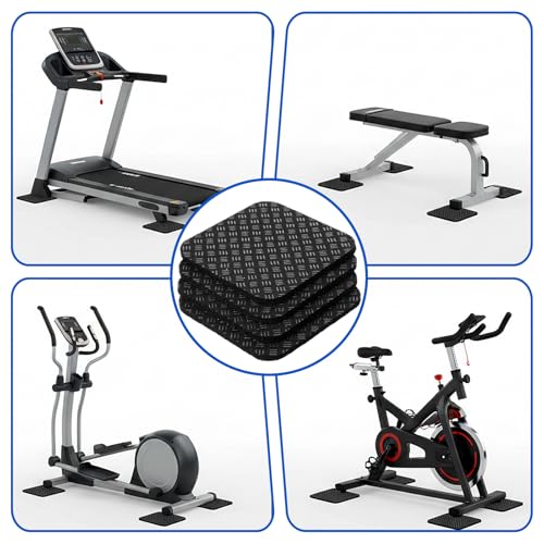 4 Pcs Treadmill Mat Pads Double-Sided Non-Slip Vibration Mat for Floor Protection, Exercise Equipment Mats for Treadmill Walking Pad Exercise Bike