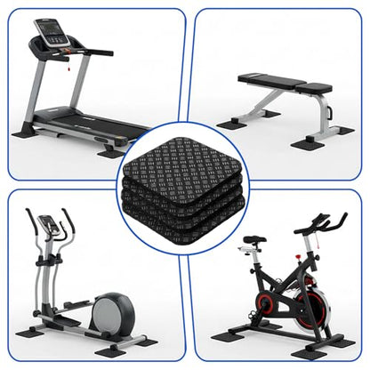 4 Pcs Treadmill Mat Pads Double-Sided Non-Slip Vibration Mat for Floor Protection, Exercise Equipment Mats for Treadmill Walking Pad Exercise Bike