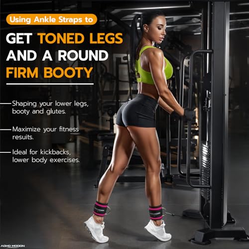 Comfortable Adjustable Ankle Straps for Cable Machines Women, Gym Workout Leg Strap, Ankle Cuffs for Glute Workouts, Foot Straps for Kickback, One Size Fit All