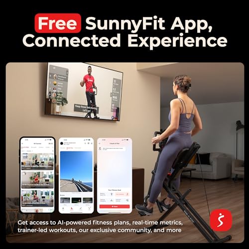 Sunny Health & Fitness Smart Heavy Duty Row-N-Ride, Squat Assist Trainer for Full Body Workout, 350 LB Capacity, 5-Level Resistance, Padded Seat, and Free SunnyFit App Connection – NO. 077PLUSSMART