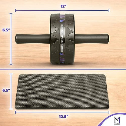 Ab Roller Wheel, Abs Workout Machine, Perfect for Core & Abdominal Strength Training, Exercise Wheels for Home Gym w/Knee Pad, Fitness Equipment for Sports
