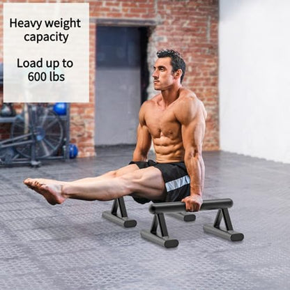 SELEWARE Wood Push Up Bars Steel Calisthenic Parallette Bars Handstand Bars - color: B: Steel Grip (14.5"L x 6"H)