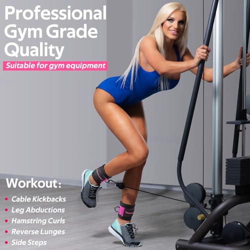 Ankle Resistance Bands with Cuffs, Ankle Bands for Working Out, Ankle Resistance Band for Legs and Glutes Workout Equipment, Butt Exercise Equipment for Women