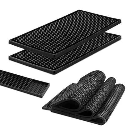 Rubber Service Bar Mat, Anti-slip12" x 6" Rubber Bar Spill Mat, 4 Pcs Premium PVC Pad for Kitchen, Restaurant, Countertop, Hotel, Beverages(4Pcs) - size: (12" x 6" -4Pcs)