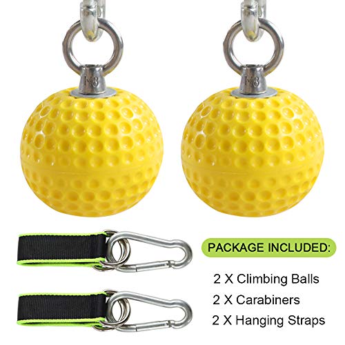 Climbing Pull Up Power Ball Hold Grips with Straps, Non-Slip Hand Grips Strength Trainer Exerciser for Bouldering, Pull-up, Kettlebells, Fitness, Workout