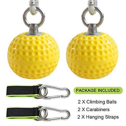 Climbing Pull Up Power Ball Hold Grips with Straps, Non-Slip Hand Grips Strength Trainer Exerciser for Bouldering, Pull-up, Kettlebells, Fitness, Workout