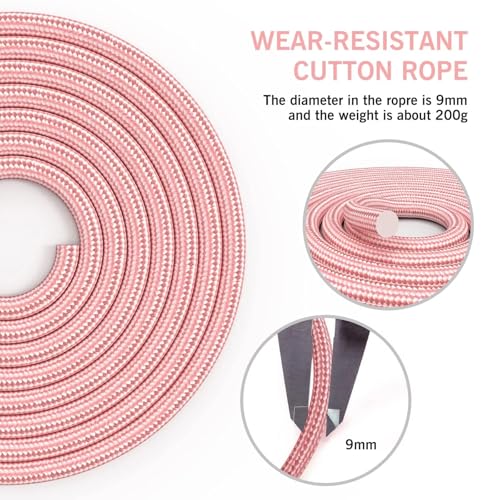 Jump Rope Cotton Adjustable Skipping Weighted jumprope for Women，Adult and Children Athletic Fitness Exercise Jumping Rope (Pink)