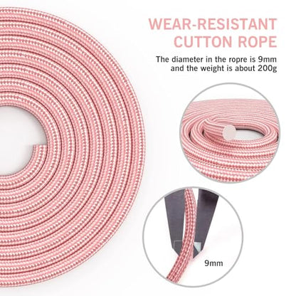Jump Rope Cotton Adjustable Skipping Weighted jumprope for Women，Adult and Children Athletic Fitness Exercise Jumping Rope (Pink)