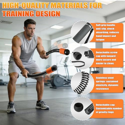 Cordless Battle Ropes Adjustable Weighted with 8 Removable Weight Rings
