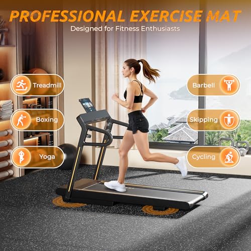 0.6" Thicker Rubber Top Gym Flooring for Home Gym, 12 Pcs 48 Sq Ft Workout Mats, Exercise Mat, Interlocking Rubber Floor Mats with High Density EVA Foam for Garage, 24 x 24in, Black/Grey - size: 12 Tiles (48 Sq Ft)