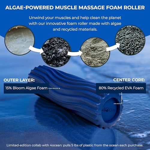 x 4ocean Roller (Royal Blue) – Limited Edition Muscle Roller for Back Pain & Yoga - High Density Foam for Physical Therapy - Textured for Deep Tissue Massage - size: Travel Size (11" x 3.35")