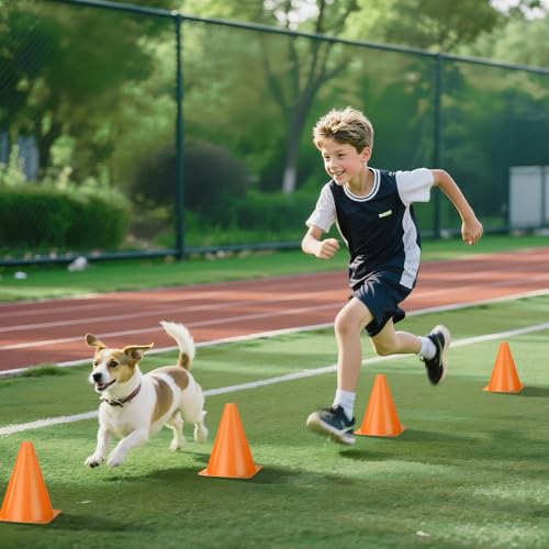 12pcs Cones 7 Inch Soccer Cones and Plastic Traffic Cones, Durable Cones for Sports Training, Ideal for Soccer, Basketball, Football, Skating, and Agility Drills Practice