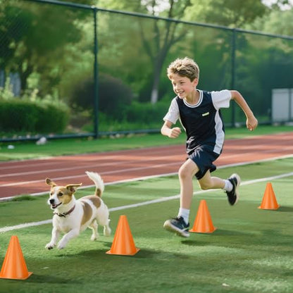 12pcs Cones 7 Inch Soccer Cones and Plastic Traffic Cones, Durable Cones for Sports Training, Ideal for Soccer, Basketball, Football, Skating, and Agility Drills Practice