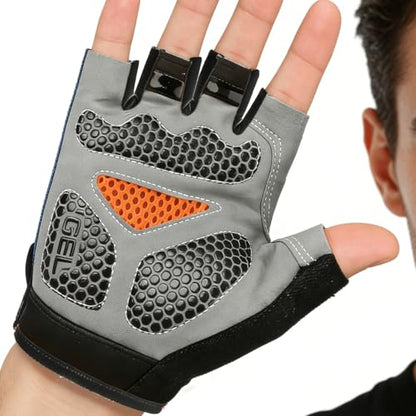 1 Pair Half Finger Cycling Gloves, Breathable Non-Slip Padded Workout Gloves, Lightweight Outdoor Sports Gloves