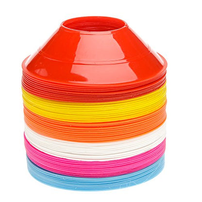 Fitness Health Pro Multi-Function Mini Agility Cones for Rugby Football Soccer Sports Field Practice Drill Marking Mini Marker Saucer Cone Set 60 Pcs