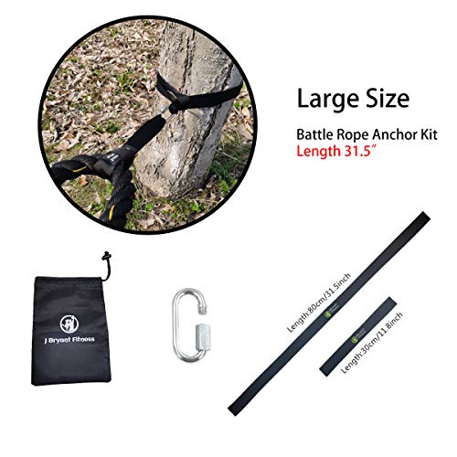 J Bryant Fitness Extra Length Outdoor Battle Rope Anchor Strap Kit Accessories Sport for Rope Easy Setup Home Gym Muscle Workout Equipment | 19" | 31" | 59" Length - size: Small