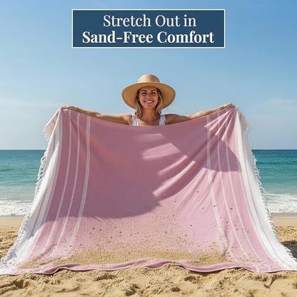 LANE LINEN Beach Blanket Sand Free & Extra Large Beach Towel - Candy Pink - color: 11: Candy Pink, size: Beach Blanket (82" x 82")