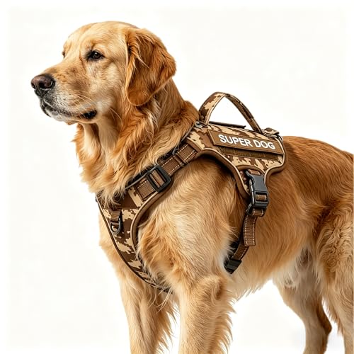 Tactical Dog Harness for Large Dogs, No Pull Military Service Dog Vest with Handle&Molle, Heavy Duty Reflective Adjustable Harnesses for Training Walking Hiking German Shepherd Golden Retriever