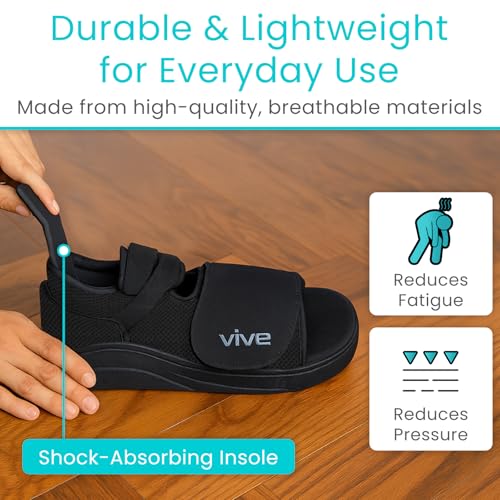 Vive Rounded Post Op Shoe for Injured Foot - Orthopedic Recovery Shoes for Women, Men - Lightweight, Adjustable Medical Walking Shoe for Post Surgery, Stress Fracture, Bunions, Sprains - Left or Right (X-Small)