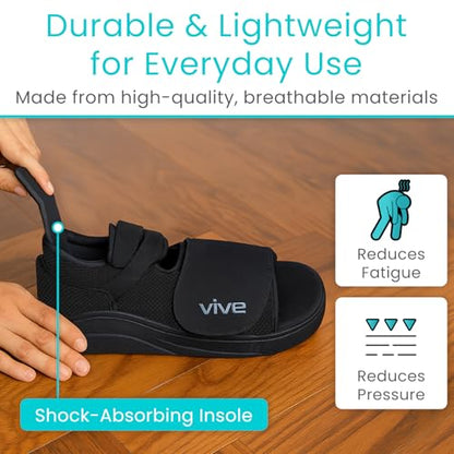 Vive Rounded Post Op Shoe for Injured Foot - Orthopedic Recovery Shoes for Women, Men - Lightweight, Adjustable Medical Walking Shoe for Post Surgery, Stress Fracture, Bunions, Sprains - Left or Right (X-Small)