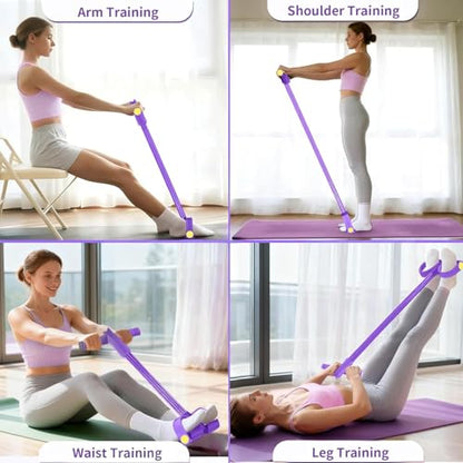 8 Tube Resistance Band with Handles,Multifunction Fitness Equipment,Durable TPE Tension Rope for Full-Body Workout, Abdomen,Waist,Arm,Leg - color: Pink