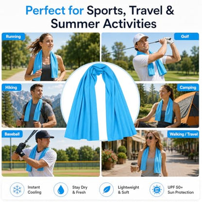 Cooling Towels 43.3" x 15.7" - Ice Towel, Sweat Towel, Cooling Towels for Neck & Face & Cooling Neck Wraps for Summer Heat - Neck Cooler for Quick Cool Down for Gym, Running, Golf, Yoga & Sports