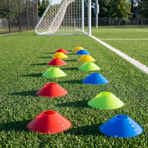 16 Pcs Football Training Disc Cone Marker Set, Multi-Color Plastic Soccer Training Spot Markers for Agility Drills and Field Practice