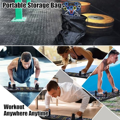 Multifunctional Push Up Board Home Strength Training Equipment With 15 Fitness Accessories Pilates Bar Resistance Band Roller Wheel Full Body Workout Home Gym Equipment