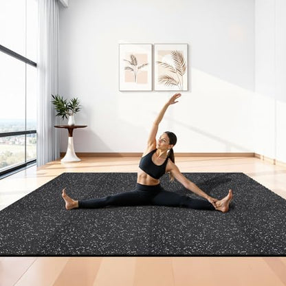 VEVOR 0.56Inch 24sq.ft 6 Tiles Gym Flooring for Home Gym, Rubber Top with High Density EVA Foam, 24 x 24In Gym Floor Exercise Equipment Mats, Interlocking Gym Mats, Puzzle Workout Mats, Black & Gray
