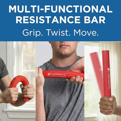 THERABAND FlexBar Resistance Bar, Light, Red Flex Therapy Bar for Physical Therapy, Wrist & Forearm Exercise Equipment, Non Slip Grip, Compact Design - color: Red - Light, style: New Version