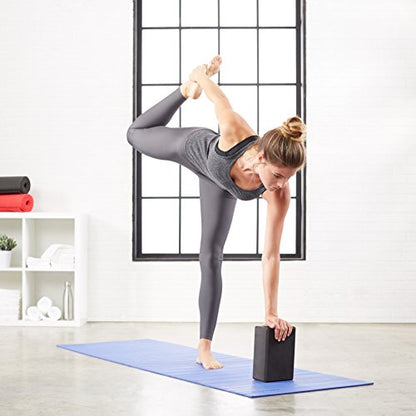 Amazon Basics Non-Slip Yoga Blocks, Set of 2, Deepen Poses, 4" x 9" x 6", Black