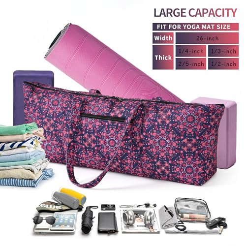 | Yoga Mat Bag | Large Yoga Mat Carrier with Wet Pocket | Yoga Gifts | Gym Tote Bag for Women - color: Tote-Navy