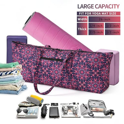 | Yoga Mat Bag | Large Yoga Mat Carrier with Wet Pocket | Yoga Gifts | Gym Tote Bag for Women - color: Tote-Navy