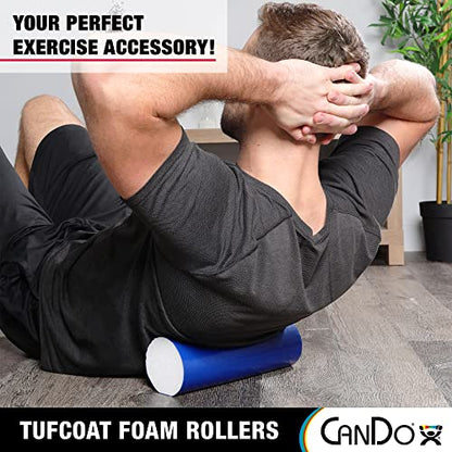 CanDo Premium TufCoat Blue Coated Foam Rollers for Muscle Restoration, Massage Therapy, Rehabilitation, Sport Recovery and Physical Therapy for Home, Clinic and Gym - size: 4" X 36", style: Round