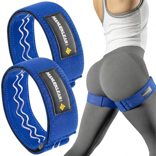 MANUEKLEAR Non-Slip Blood Flow Restriction Bands for Thighs, BFR Booty Bands for Women Glutes Leg, Adjustable Occlusion Thigh Bands for Workout Leg & Hip - color: Blue