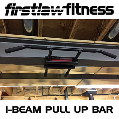 Firstlaw Fitness 600 LBS Limit - I-Beam Pull Up Bar - Bent Bar – RED - Rubber Grips