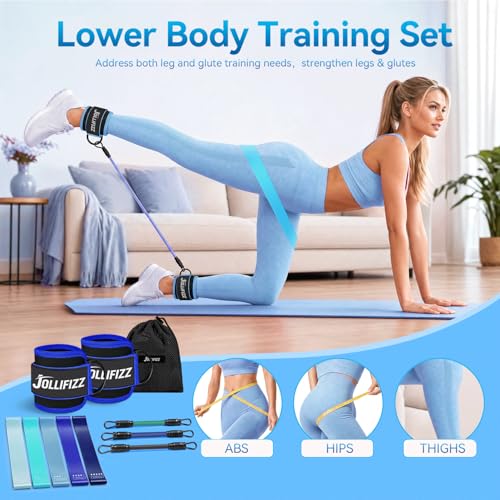 Ankle Resistance Bands with Cuffs &Booty Bands Set,Ankle Straps for Cable Machines for Leg,Booty,Glute,Hip,Butt,Workout Home Gym Equipment,Exercise Bands for Fitness,Yoga,Physical Therapy