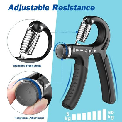 3-in-1 Fitness Power Pack - Resistance Bands Set 5 Pcs + Speed Jump Rope + Adjustable Hand Grip – Full Body Workout Combo for Cardio, Strength & Weight Loss at Home or Gym