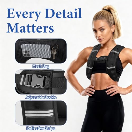Weighted Vest for Woman Men, 8 Lbs Weight Running Vest Daily Workout Strength Training with Reflective Stripe, Size Adjustable for Comfortable Fitted