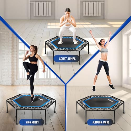 Yes4All Rebounder Trampoline for Adults, 48-Inch, 350 LBS Stable & Silent Exercise Trampoline for Rebounding, Jumping Cardio - color: Without handle