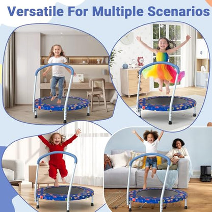 36" Mini Trampoline for Kids, Toddler Trampoline with Handle, Small Trampolines Indoor Outdoor Use, Kids Trampolines Indoor for Boys Girls Age 3-6