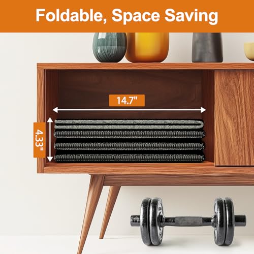 Foldable Treadmill Mat Non-Slip Exercise Bike Mat, 1/4" Thick, 30"x63" Waterproof Walking Pad for Carpet, Hardwood Floors, Workout, Indoor Bikes, Fitness Equipment, Home Yoga