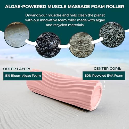 Tidal Roller - Blush - Muscle Massage Foam Roller for Back Pain & Stretching - Firm and Ergonomic Wide Wave Textured - Yoga, Athletics, & Wellness - Full Size, 20" x 5" - color: Blush