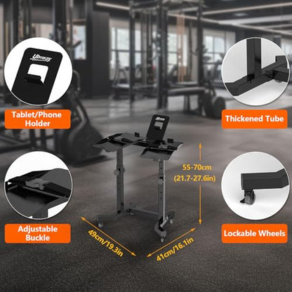 Uboway Adjustable Dumbbell Stand- Dumbbell Rack with 4 Level Height Adjustment, Weight Stand for Dumbbells with Tablet Holder and Wheels, Hand Weight Rack for Adjustable Dumbbell Set, Home Gym Fitness