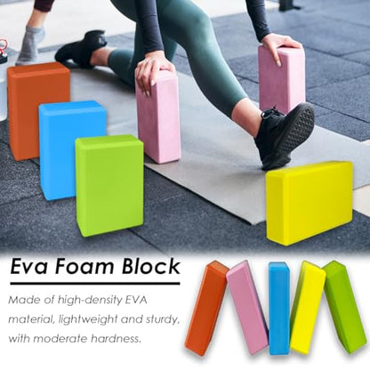 5 Pcs Foam Yoga Blocks,Eva Yoga Blocks Bulk,Colorful Non-Slip and Sturdy Foam Yoga Block for Stretching,Pilates,Men and Women Flexibility Training