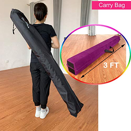 MARFULA 6 FT / 8 FT / 9 FT Folding Gymnastics Beam Foam Balance Floor Beam - Extra Firm - Suede Cover - Anti Slip Bottom with Carry Bag for Kids/Adults Home Use