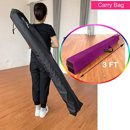 MARFULA 6 FT / 8 FT / 9 FT Folding Gymnastics Beam Foam Balance Floor Beam - Extra Firm - Suede Cover - Anti Slip Bottom with Carry Bag for Kids/Adults Home Use