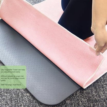 Yoga Mat Towel Non Slip for Hot Yoga, with a Sweat Towel, Anti-Slip Silicone Grip Dot, Waffle Fiber 400GSM,72'' x 25'' Mat Size,Grippy Yoga Mat Towel, Soft Absorbent for Hot Exercise,Bikram,Pilates