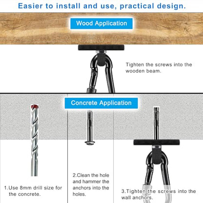 Dolibest Heavy Bag Hangers Brackets, Punching Bag Hangers, Heavy Bag Ceiling Mount for Body Weight Strength Training Systems, Aerial Yoga Swing & Hammock, Resistance Band