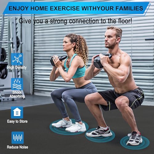 BesWin Large Exercise Mat 8' x 4'(6mm), Extra Thick Workout Mats for Home Gym Flooring, High Density Non-Slip Gym Mats Fitness Mat for Cardio, Weights, Jump Rope, Fitness - Use With or Without Shoes